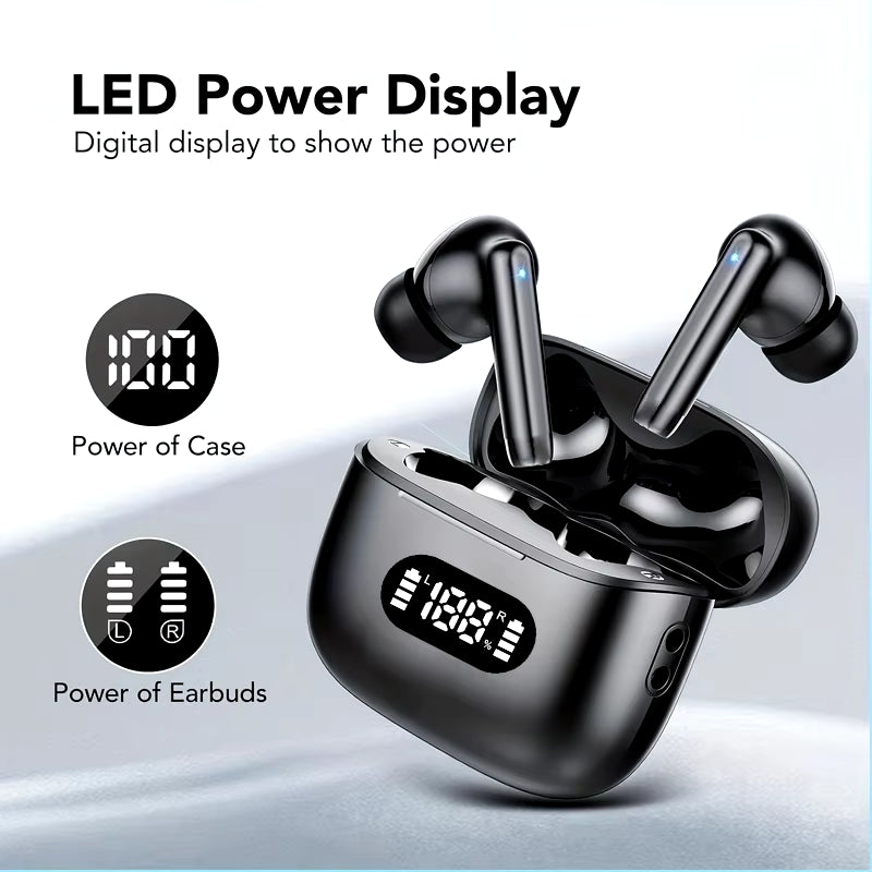 Wireless Earphone 40Db Noise Cancelling Bluetooth 5.3 Headphone 6 Mic ENC with LED Display HD Call TWS Earbuds Transparency Mode